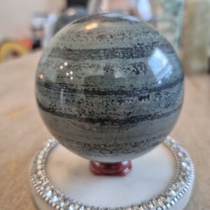 Natural Tibetan Jade Medicine King Stone Crystal Orb Sphere New #3